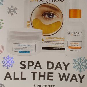 Spascriptions Spa Day 3 Piece Set  Cream, Facial Oil, Eye Pad NEW